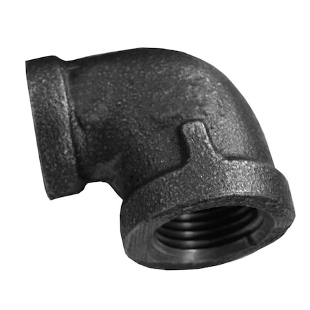 Jones Stephens 1-1/2in. x 1in. Black Iron 90Deg. Reducing Elbow, Banded B2350304